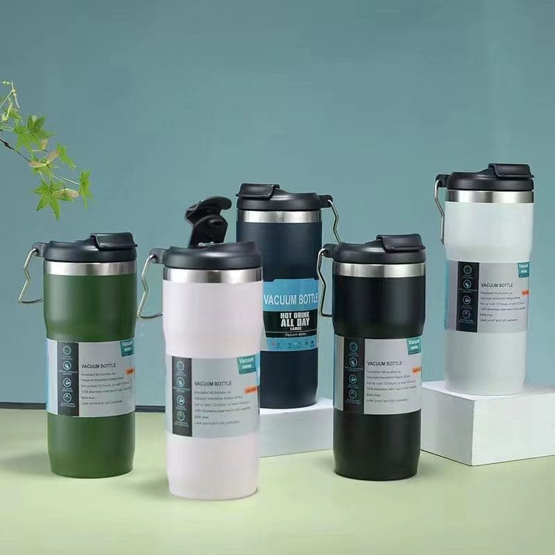 Diwangxin 5178 Tapered Vacuum Tumbler with Flip Lid and Wire Handle